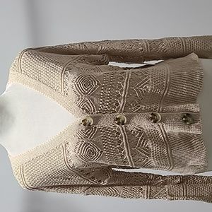 Pinque Crocheted Sweater Sand Color Long Sleeve NWT Size S